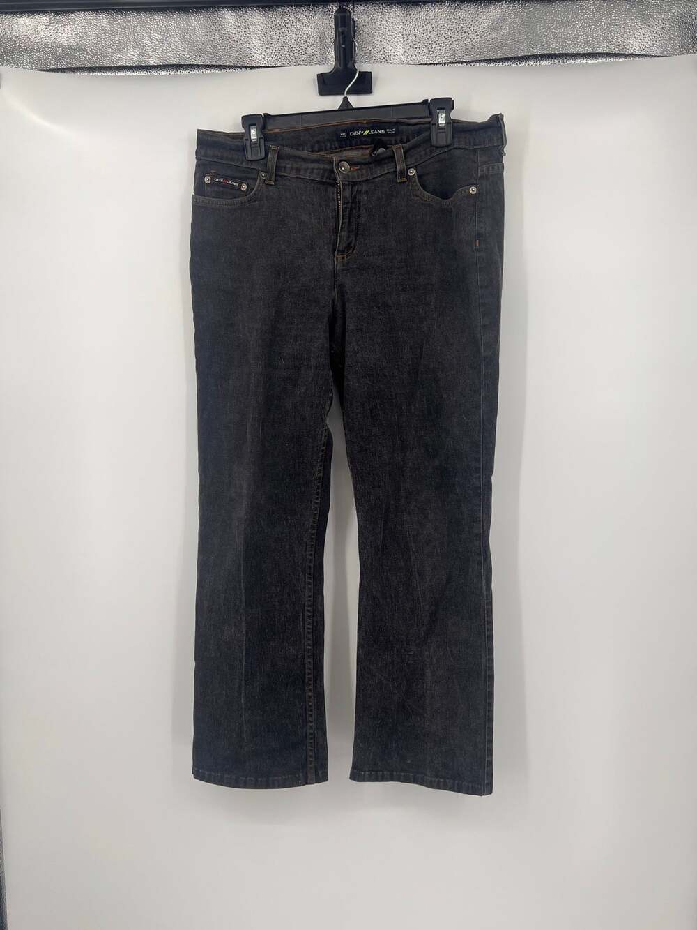 DKNY Women's Black Denim Jeans 14R Straight Leg Retro Casual Street Wear Grunge